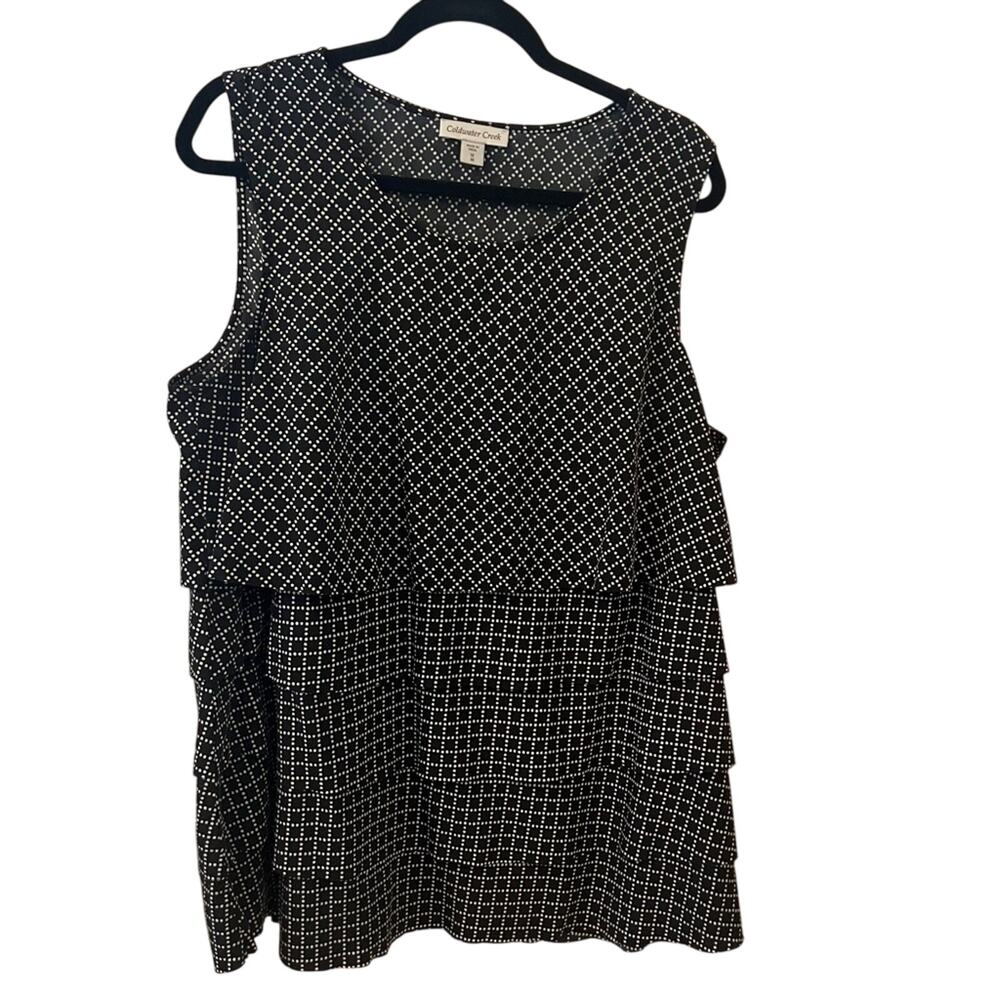Coldwater Creek Sleeveless Black & White Blouse Size 1X 18